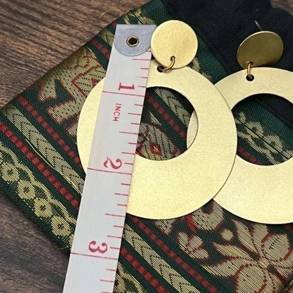 Mirrored Circle Door Knocker Earrings - Picture 8 of 10